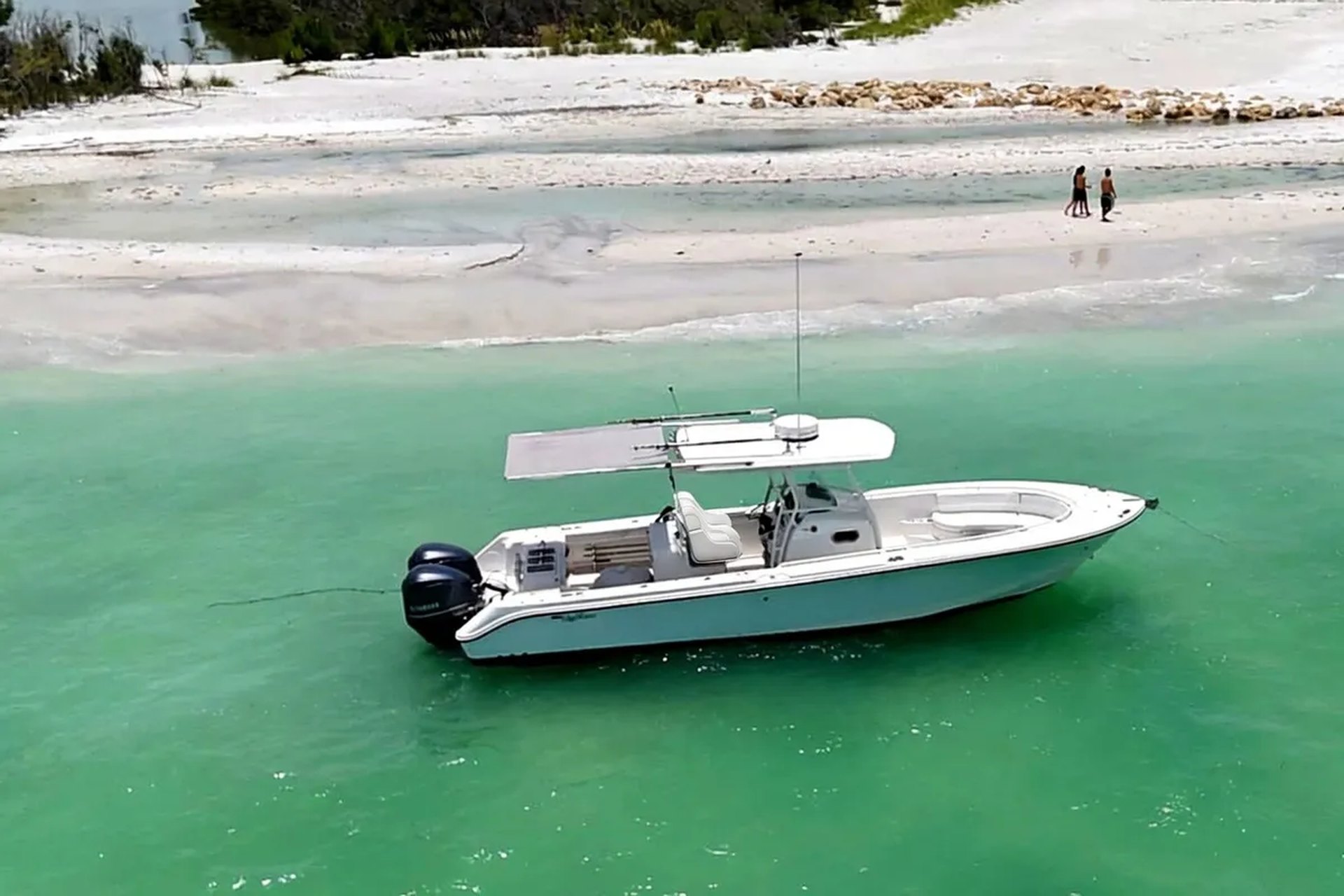 Private boat charter running past Egmont Key on Anna Maria Island, Florida